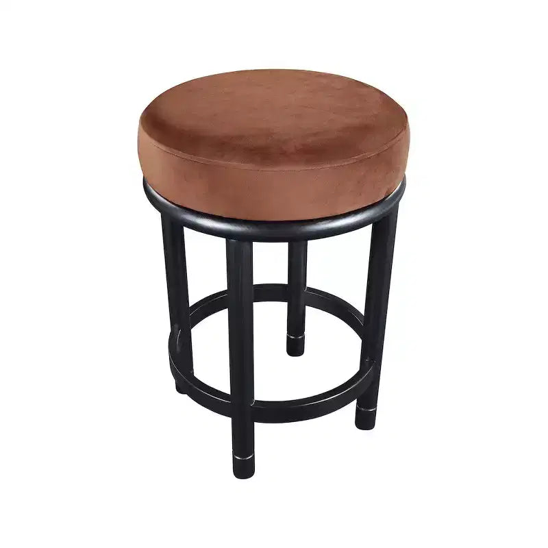 Meridian Furniture, Tabouret de comptoir Monette en velours couleur cognac