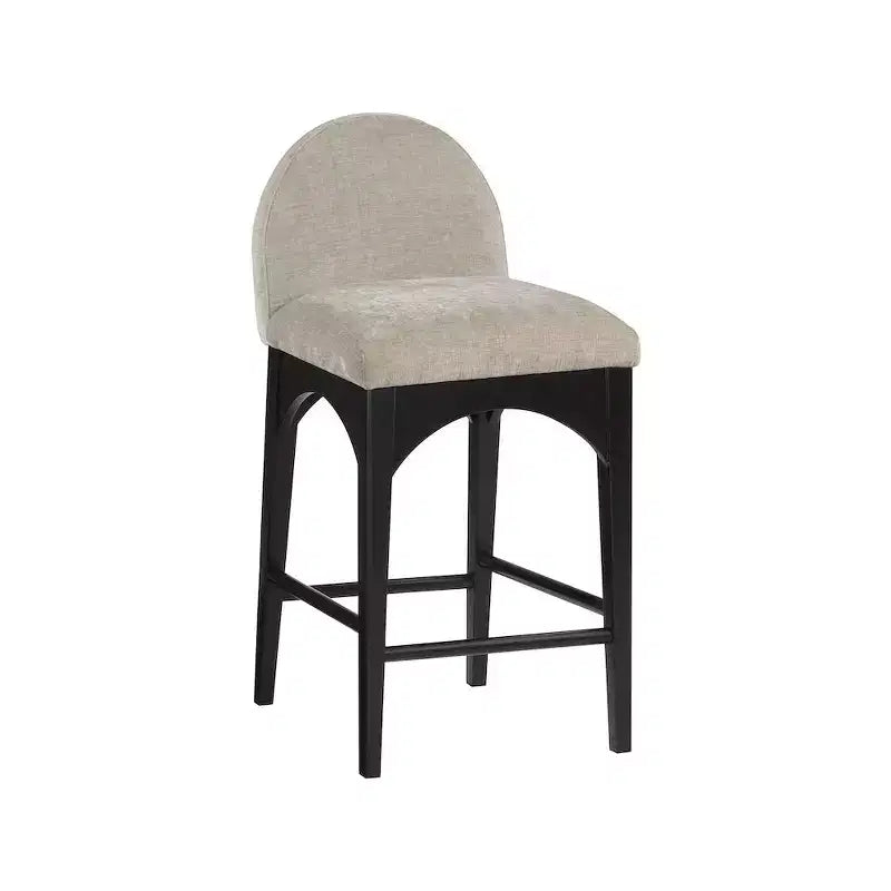 Meridian Furniture,Waldorf Beige Chenille Fabric Stool