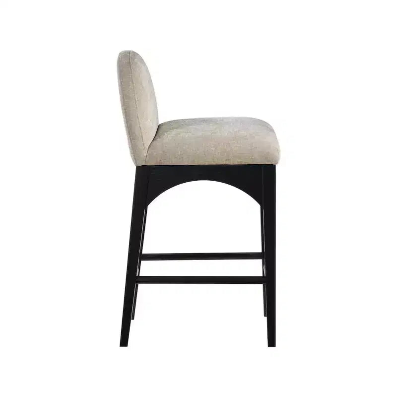 Meridian Furniture,Waldorf Beige Chenille Fabric Stool