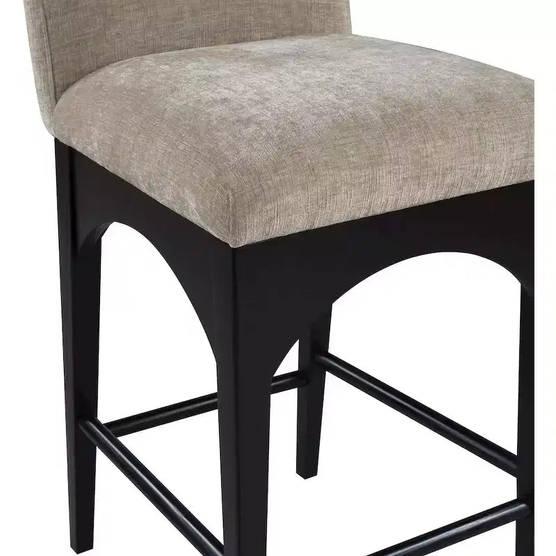 Meridian Furniture,Waldorf Beige Chenille Fabric Stool