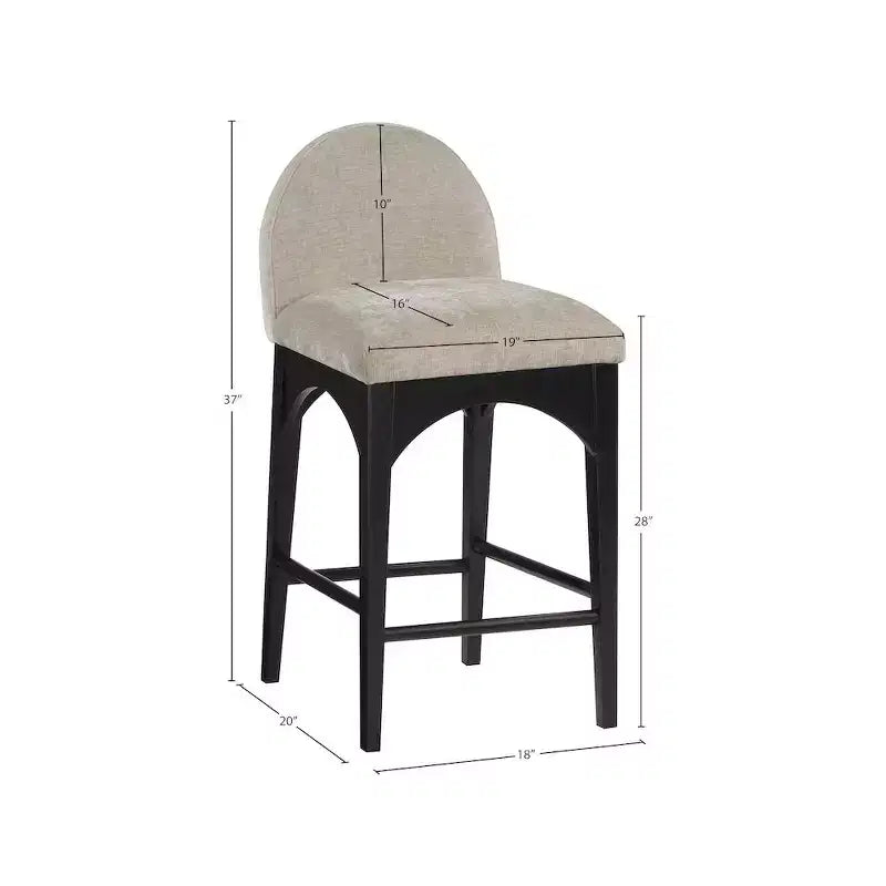 Meridian Furniture,Waldorf Beige Chenille Fabric Stool