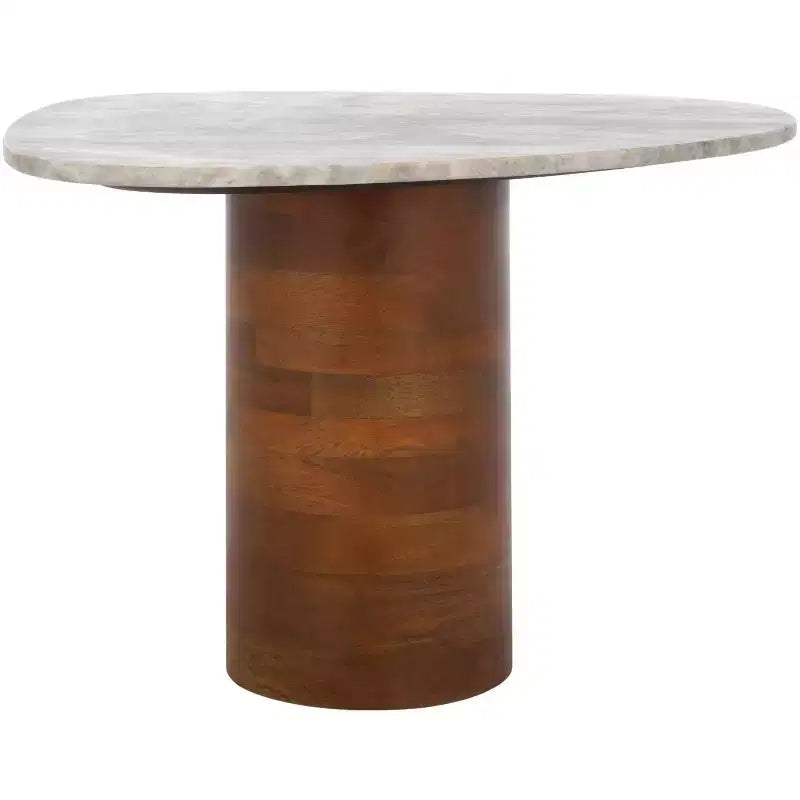 Mono Medium Marble Side Table - ACC2907A - Off White Marble/Walnut - Safavieh