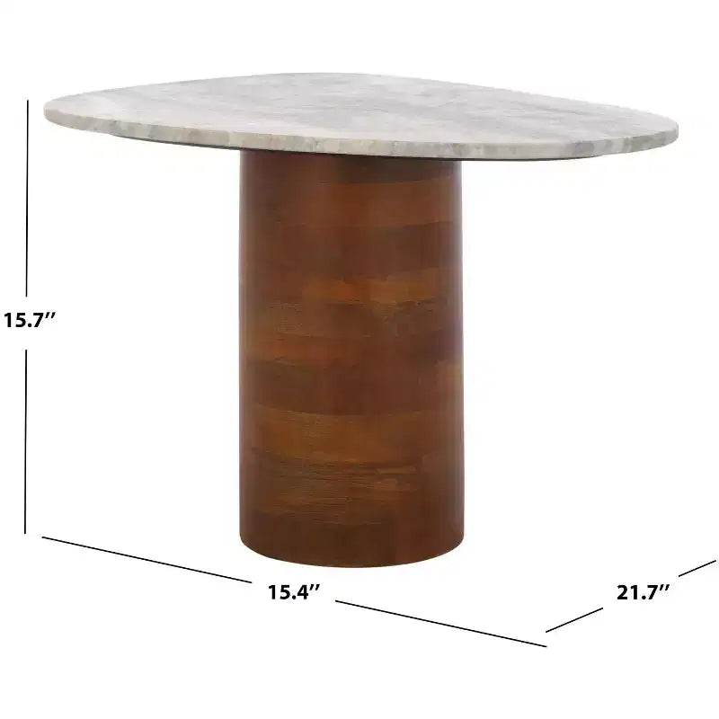 Mono Medium Marble Side Table - ACC2907A - Off White Marble/Walnut - Safavieh