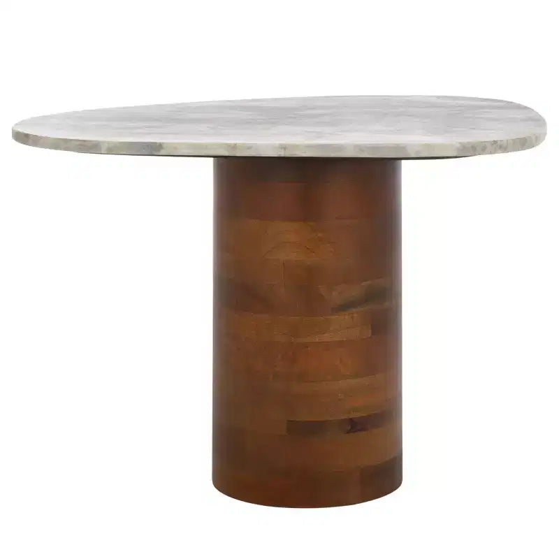 Mono Medium Marble Side Table - ACC2907A - Off White Marble/Walnut - Safavieh