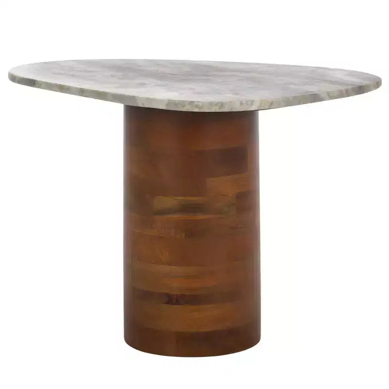 Mono Medium Marble Side Table - ACC2907A - Off White Marble/Walnut - Safavieh