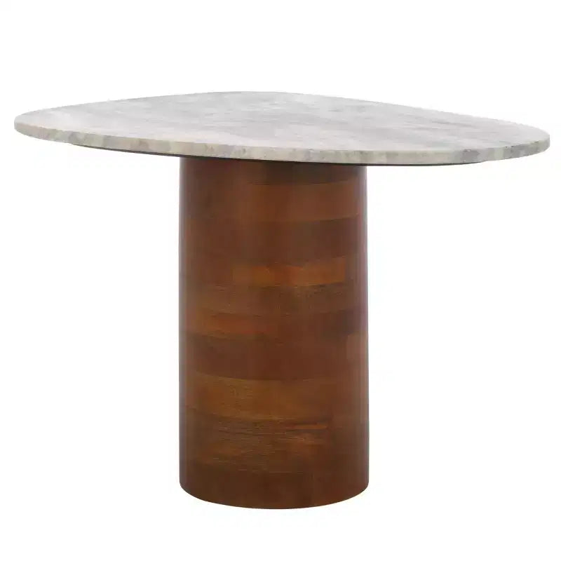 Mono Medium Marble Side Table - ACC2907A - Off White Marble/Walnut - Safavieh