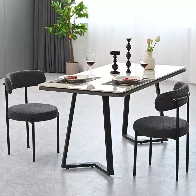 Lot de 2 chaises de salle à manger Okak Boucle, dossier incurvé de style Mid-Century et assise ronde rembourrée, chaises de cuisine confortables pour salon moderne et appartement