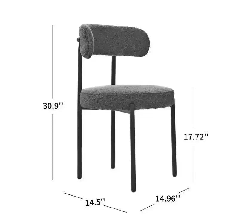 Lot de 2 chaises de salle à manger Okak Boucle, dossier incurvé de style Mid-Century et assise ronde rembourrée, chaises de cuisine confortables pour salon moderne et appartement