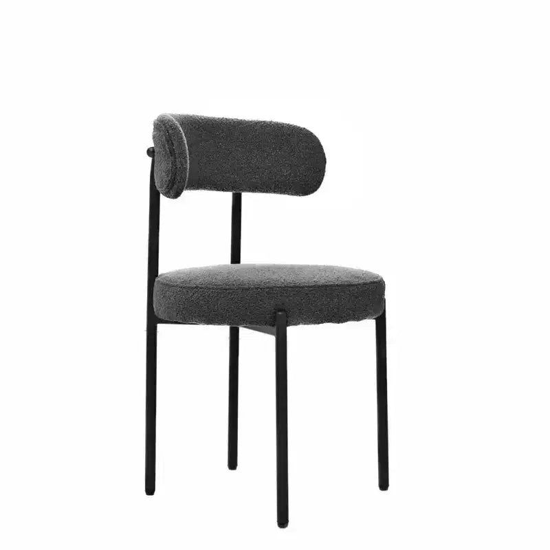 Lot de 2 chaises de salle à manger Okak Boucle, dossier incurvé de style Mid-Century et assise ronde rembourrée, chaises de cuisine confortables pour salon moderne et appartement