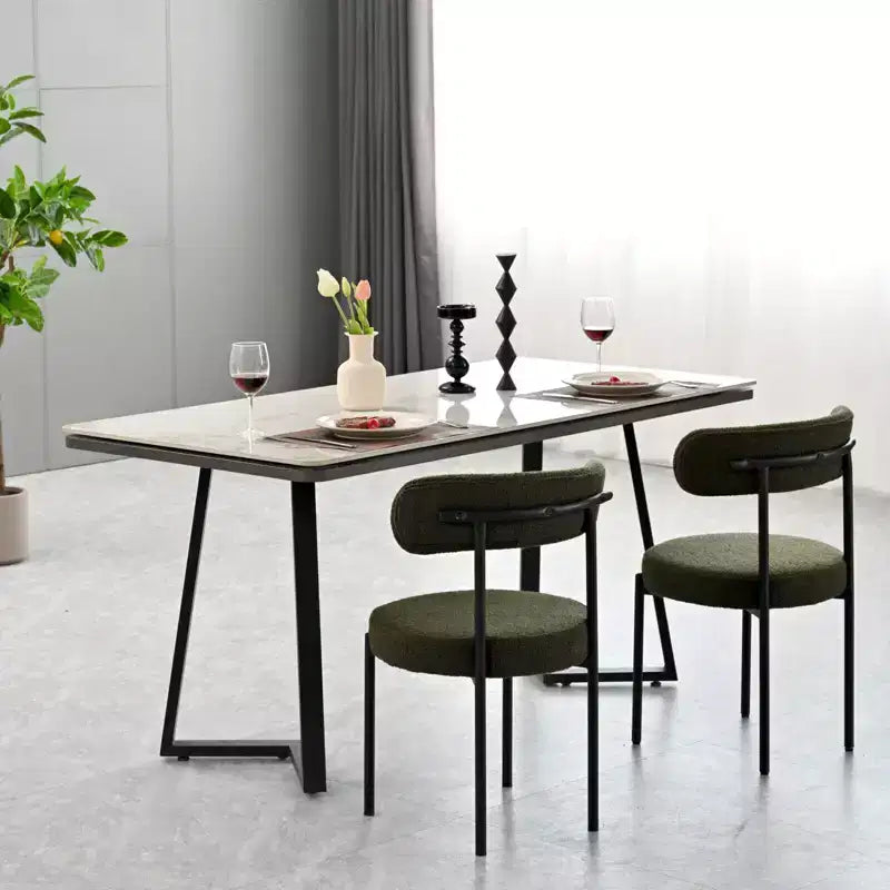 Lot de 2 chaises de salle à manger Okak Boucle, dossier incurvé de style Mid-Century et assise ronde rembourrée, chaises de cuisine confortables pour salon moderne et appartement