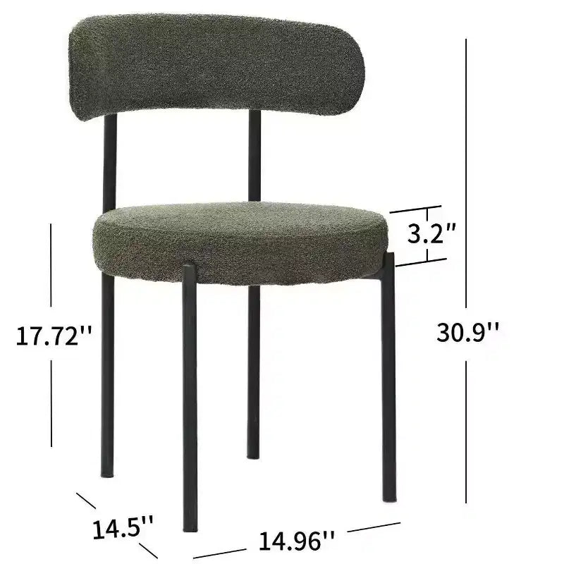 Lot de 2 chaises de salle à manger Okak Boucle, dossier incurvé de style Mid-Century et assise ronde rembourrée, chaises de cuisine confortables pour salon moderne et appartement
