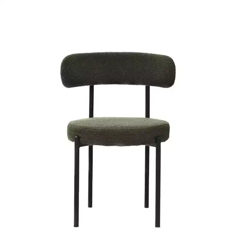 Lot de 2 chaises de salle à manger Okak Boucle, dossier incurvé de style Mid-Century et assise ronde rembourrée, chaises de cuisine confortables pour salon moderne et appartement