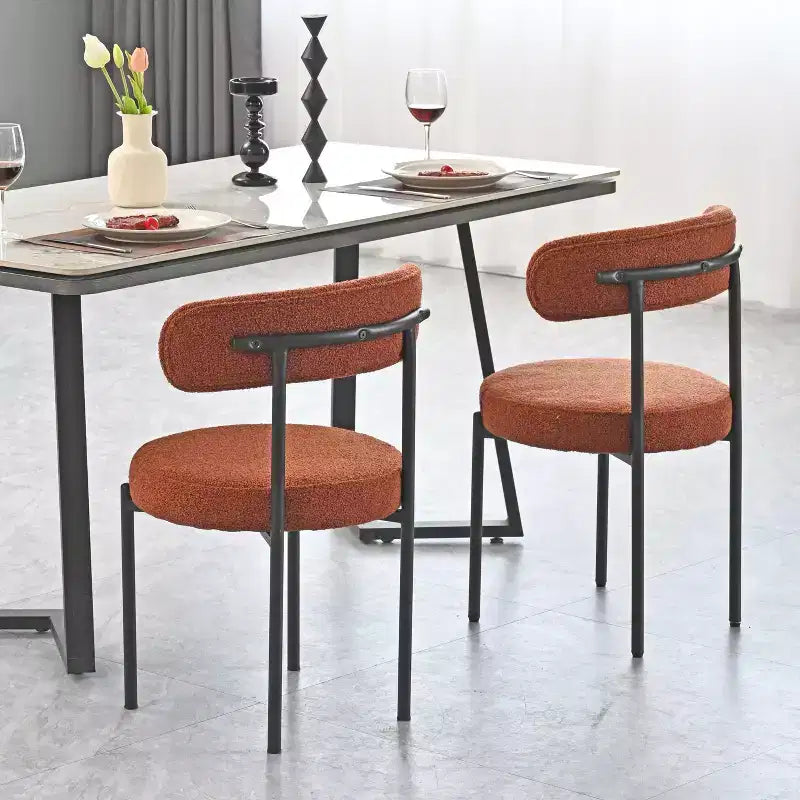 Lot de 2 chaises de salle à manger Okak Boucle, dossier incurvé de style Mid-Century et assise ronde rembourrée, chaises de cuisine confortables pour salon moderne et appartement