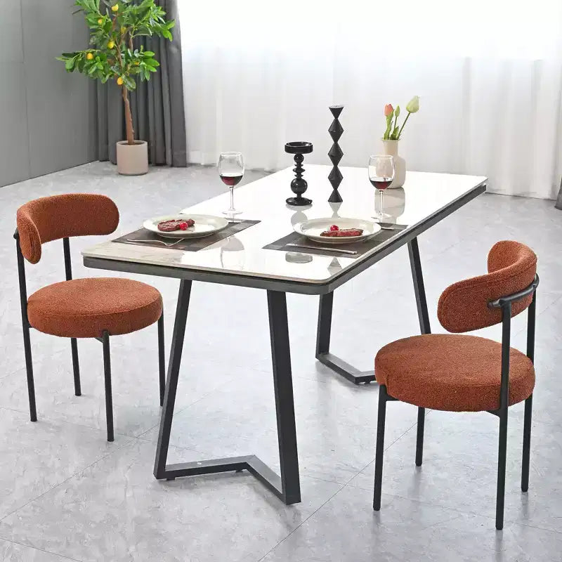 Lot de 2 chaises de salle à manger Okak Boucle, dossier incurvé de style Mid-Century et assise ronde rembourrée, chaises de cuisine confortables pour salon moderne et appartement