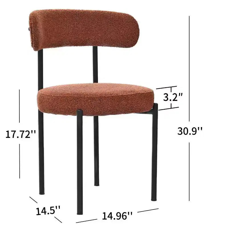Lot de 2 chaises de salle à manger Okak Boucle, dossier incurvé de style Mid-Century et assise ronde rembourrée, chaises de cuisine confortables pour salon moderne et appartement