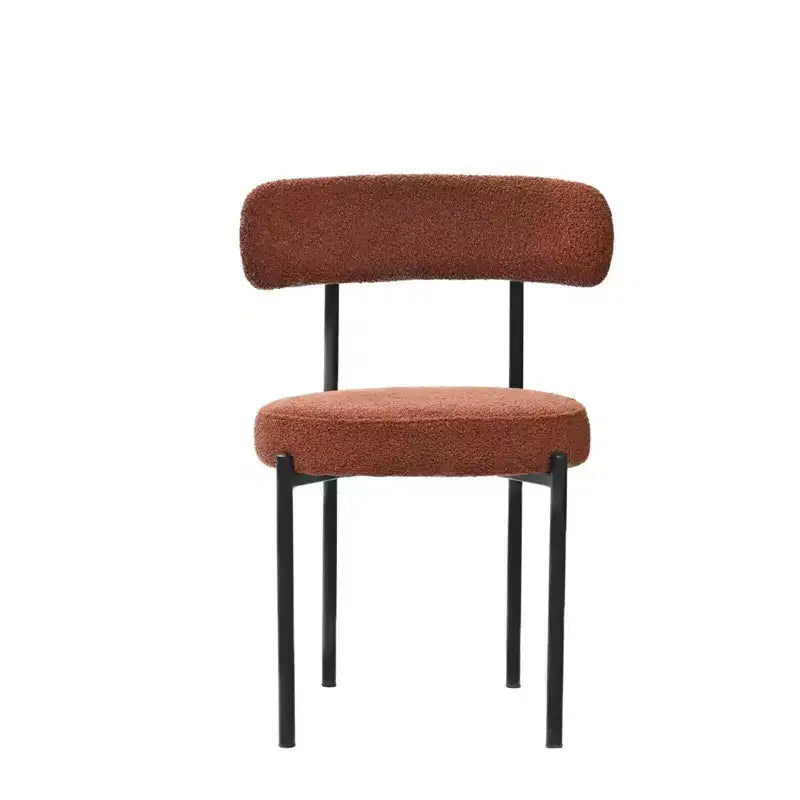 Lot de 2 chaises de salle à manger Okak Boucle, dossier incurvé de style Mid-Century et assise ronde rembourrée, chaises de cuisine confortables pour salon moderne et appartement
