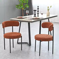 Lot de 2 chaises de salle à manger Okak Boucle, dossier incurvé de style Mid-Century et assise ronde rembourrée, chaises de cuisine confortables pour salon moderne et appartement