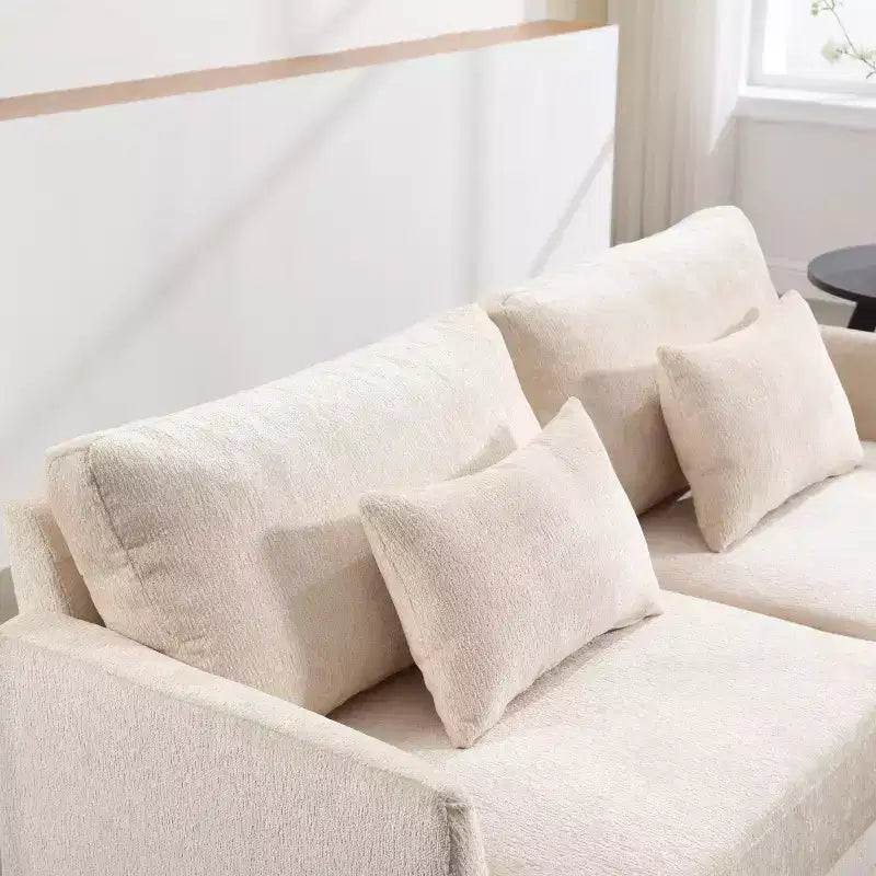 MAYEERTY Loveseat Beige Chenille Mid Century 2 Seat for Living Room Reading