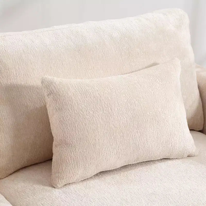 MAYEERTY Loveseat Beige Chenille Mid Century 2 Seat for Living Room Reading
