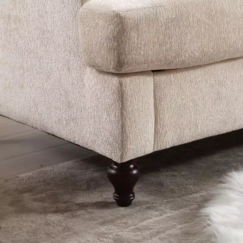 MAYEERTY Loveseat Beige Chenille Mid Century 2 Seat for Living Room Reading