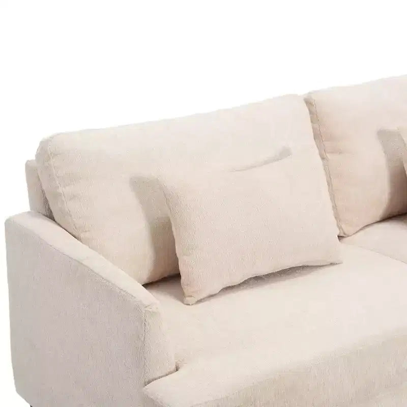 MAYEERTY Loveseat Beige Chenille Mid Century 2 Seat for Living Room Reading