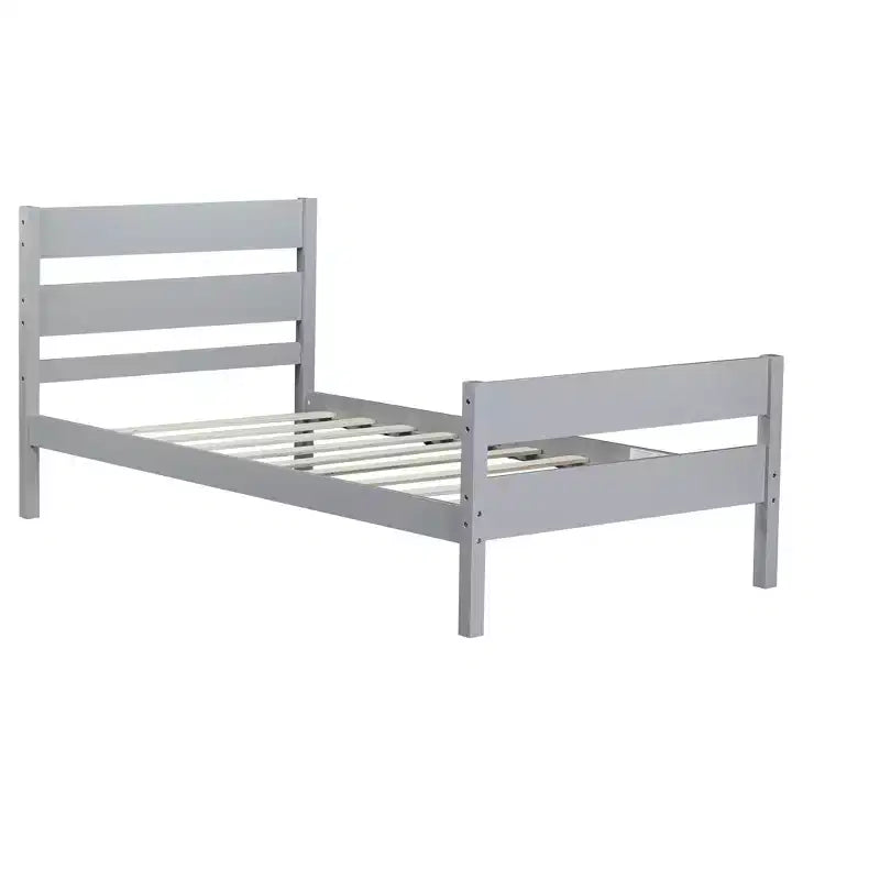 MATEERTY Twin Bed with Headboard Gray