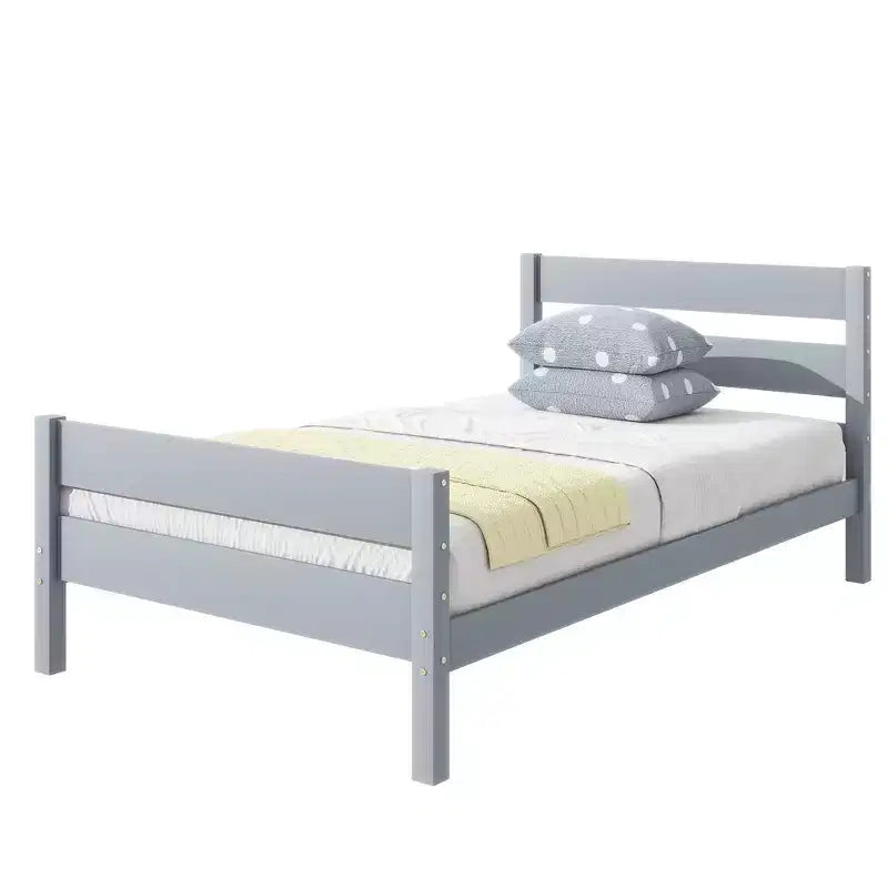 MATEERTY Twin Bed with Headboard Gray