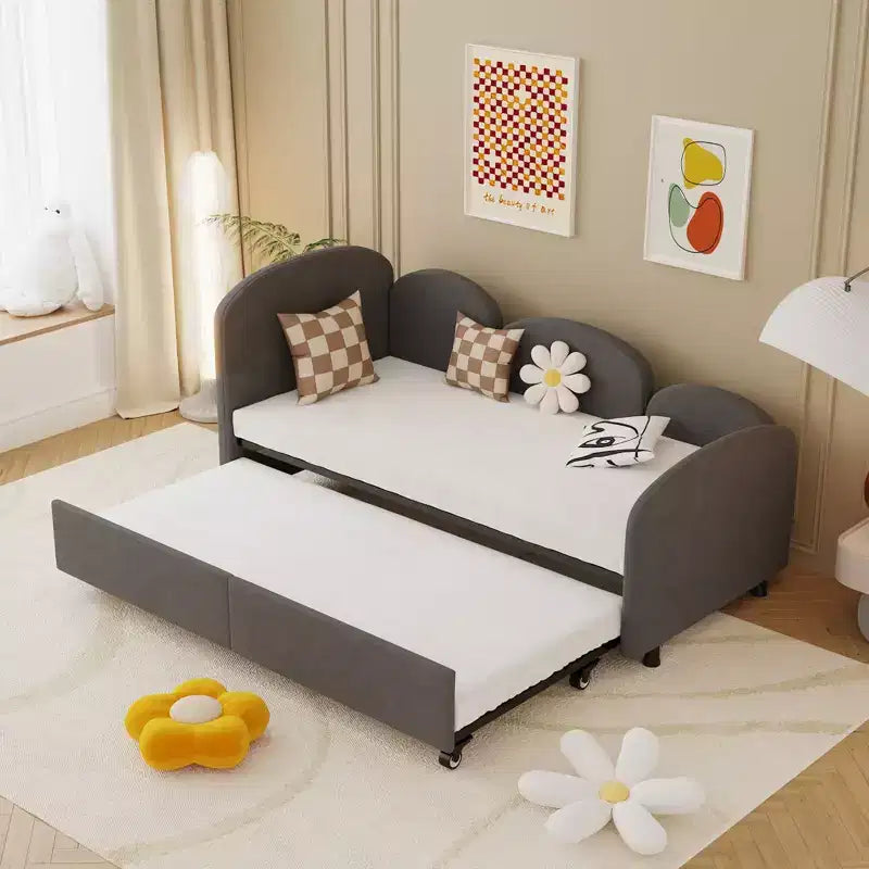 MAYEERTY Daybed Dry Gray Velvet Modern Sofa Bed for Living Room Kids Room