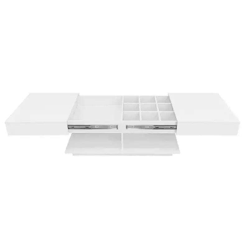 CLIHOME 41.3-76.7 Extendable Coffee Table, Multifunctional Adjustable Efficient Central Coffee Table with Multiple Storage Compartments