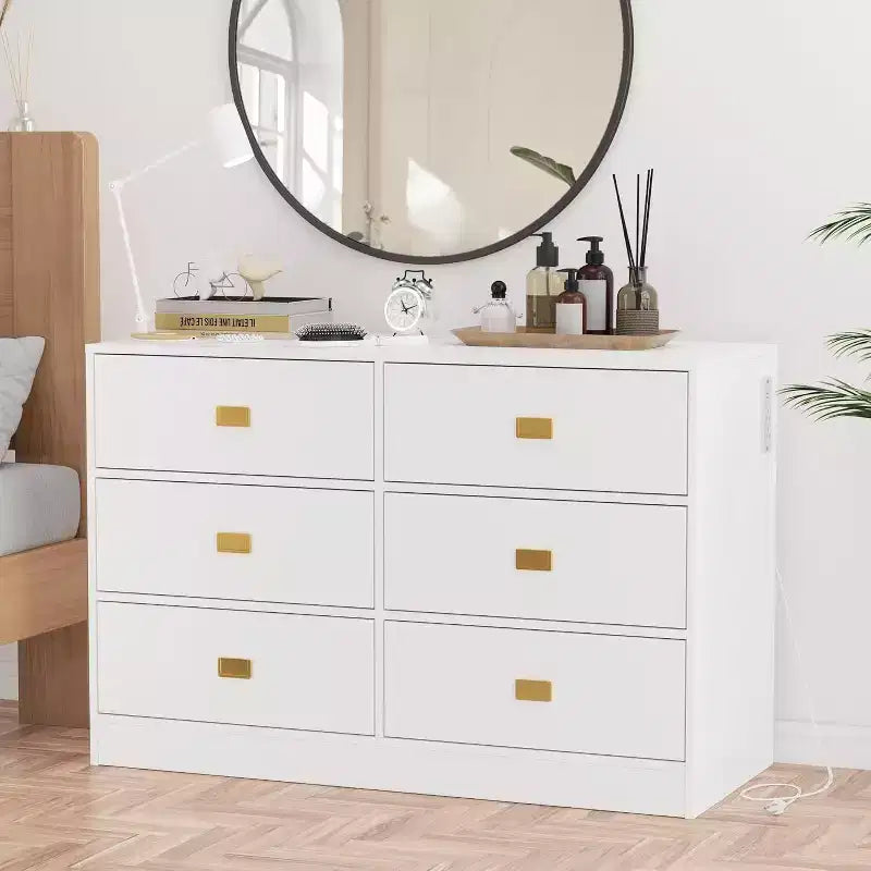 Acekool Nursery Dresser & Changing Table - Safe 6-Drawer Baby Storage