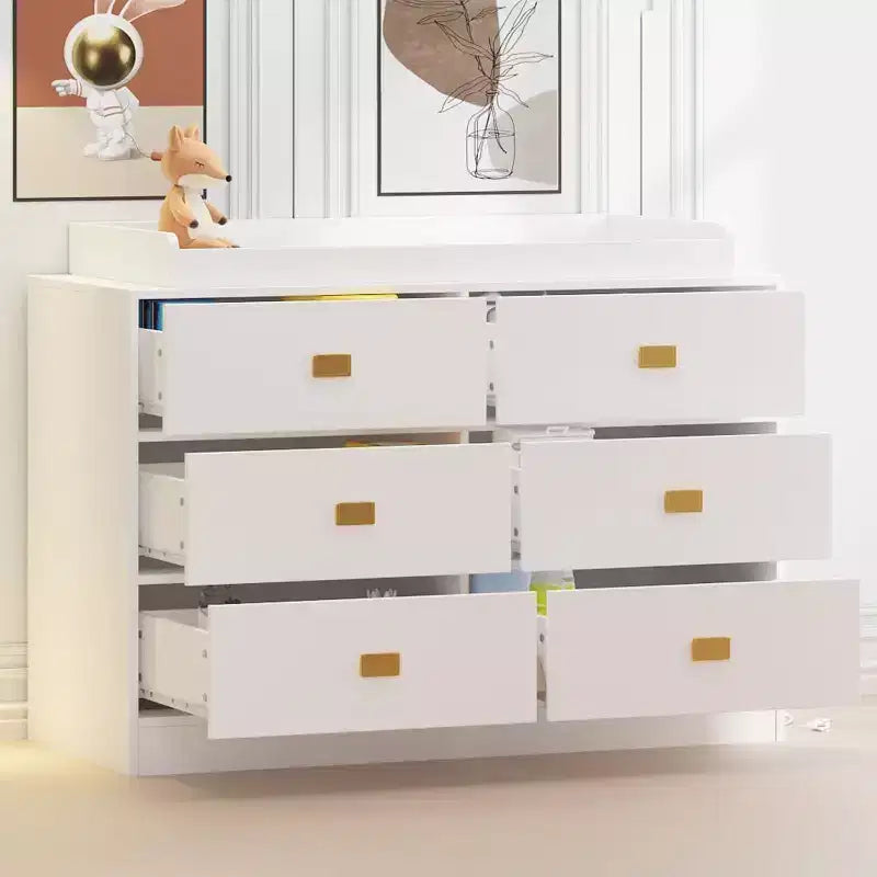 Acekool Nursery Dresser & Changing Table - Safe 6-Drawer Baby Storage