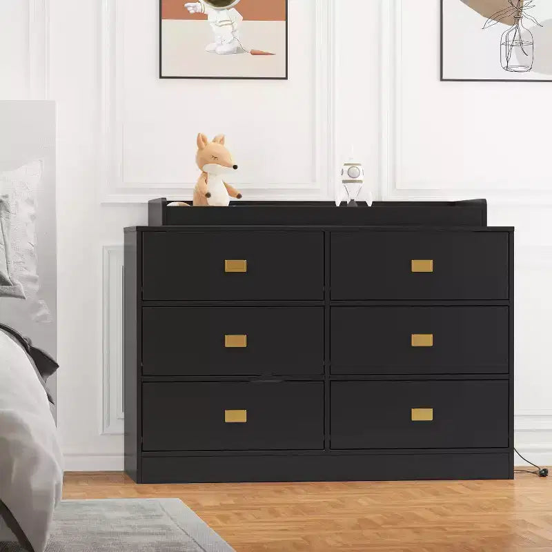 Acekool Nursery Dresser & Changing Table - Safe 6-Drawer Baby Storage
