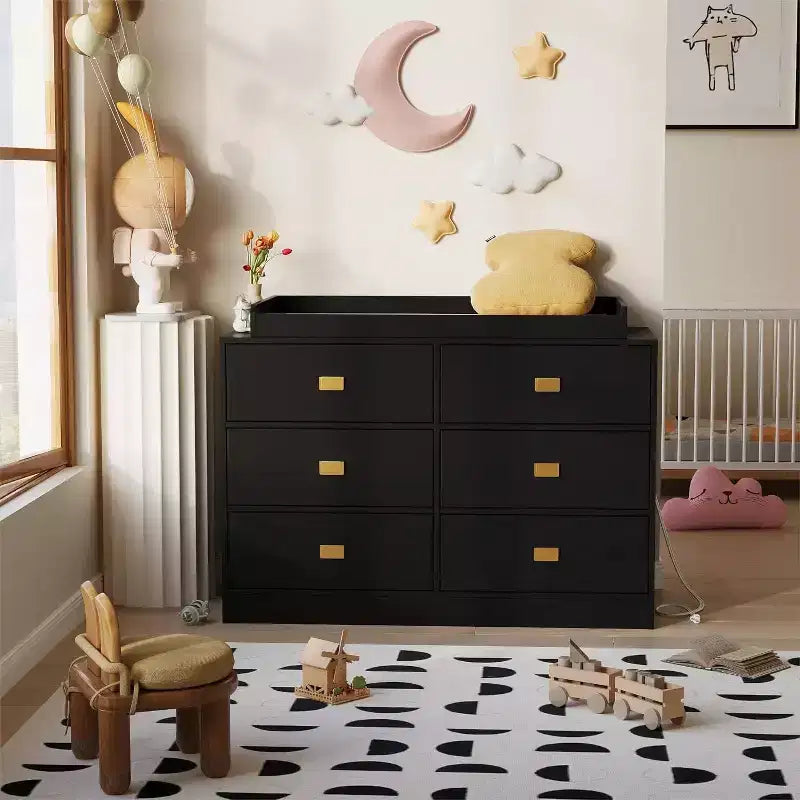 Acekool Nursery Dresser & Changing Table - Safe 6-Drawer Baby Storage