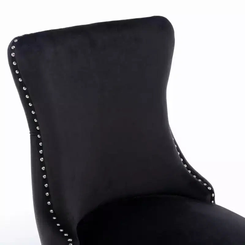 Lot de 2 chaises de salle à manger rétro Okak, chaises confortables rembourrées à dossier capitonné avec garniture cloutée, chaises de cuisine avec pieds en bois massif