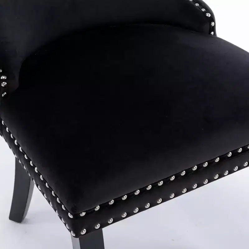 Lot de 2 chaises de salle à manger rétro Okak, chaises confortables rembourrées à dossier capitonné avec garniture cloutée, chaises de cuisine avec pieds en bois massif