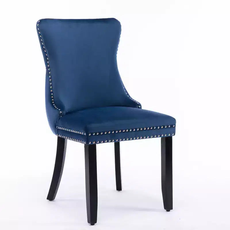 Lot de 2 chaises de salle à manger rétro Okak, chaises confortables rembourrées à dossier capitonné avec garniture cloutée, chaises de cuisine avec pieds en bois massif