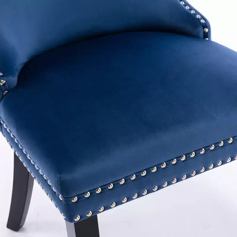 Lot de 2 chaises de salle à manger rétro Okak, chaises confortables rembourrées à dossier capitonné avec garniture cloutée, chaises de cuisine avec pieds en bois massif