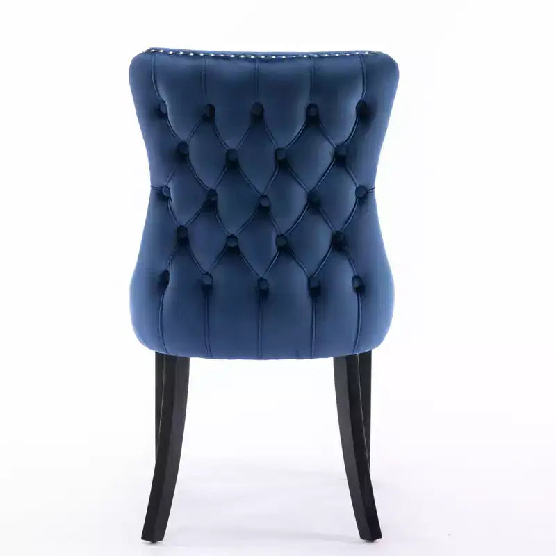 Lot de 2 chaises de salle à manger rétro Okak, chaises confortables rembourrées à dossier capitonné avec garniture cloutée, chaises de cuisine avec pieds en bois massif