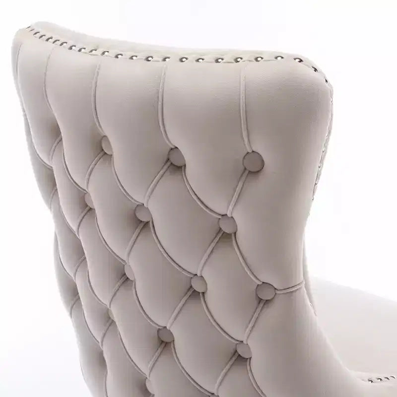 Lot de 2 chaises de salle à manger rétro Okak, chaises confortables rembourrées à dossier capitonné avec garniture cloutée, chaises de cuisine avec pieds en bois massif