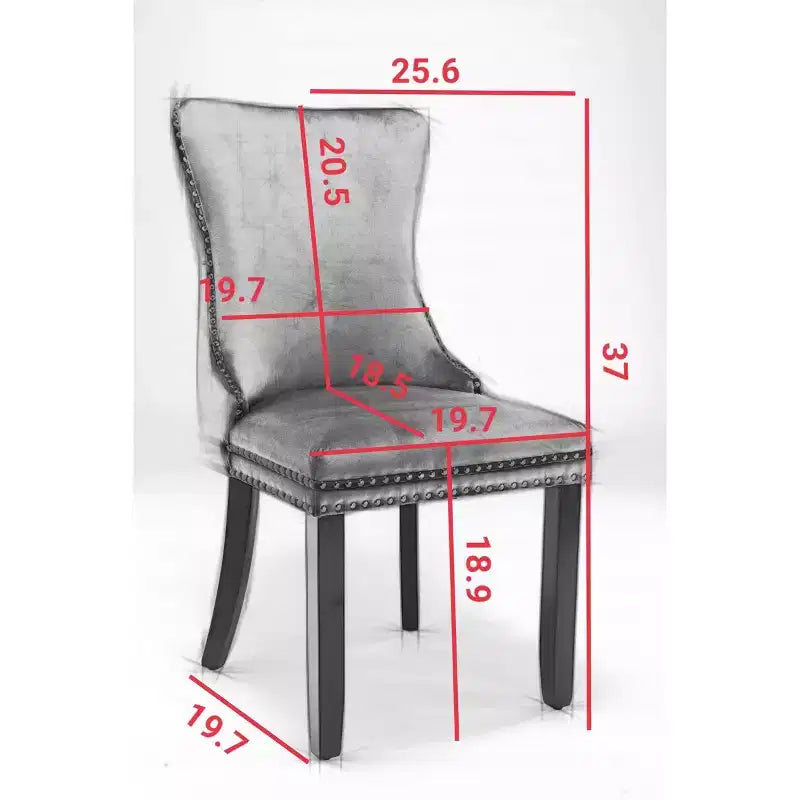 Lot de 2 chaises de salle à manger rétro Okak, chaises confortables rembourrées à dossier capitonné avec garniture cloutée, chaises de cuisine avec pieds en bois massif