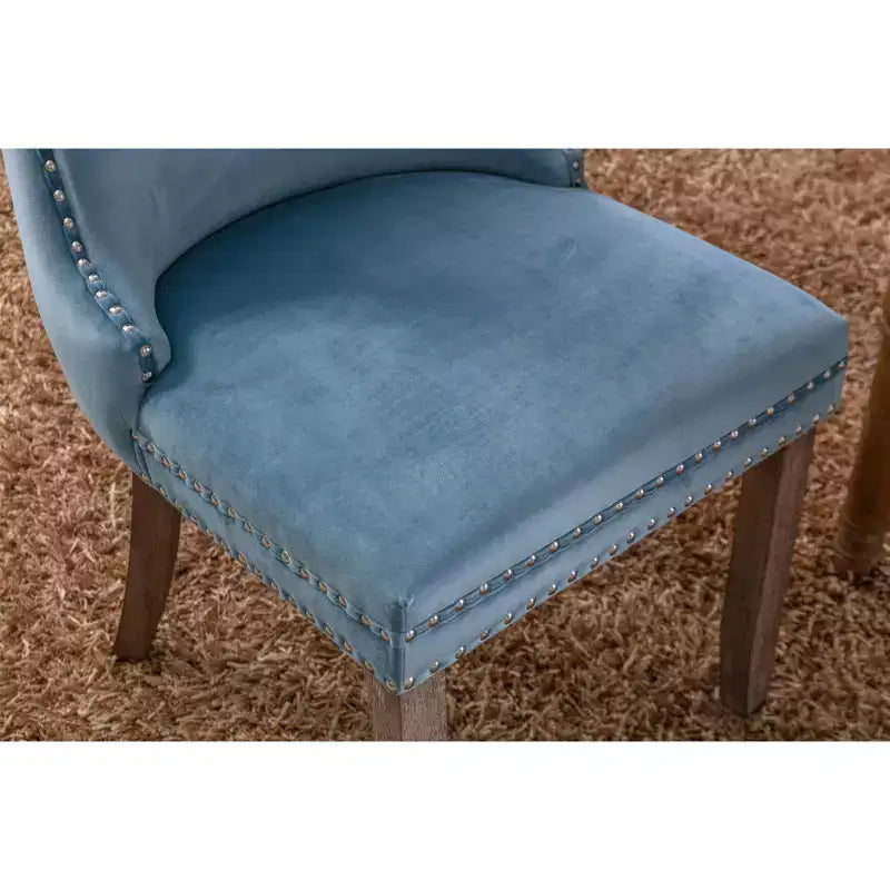 Lot de 2 chaises de salle à manger rétro Okak, chaises confortables rembourrées à dossier capitonné avec garniture cloutée, chaises de cuisine avec pieds en bois massif