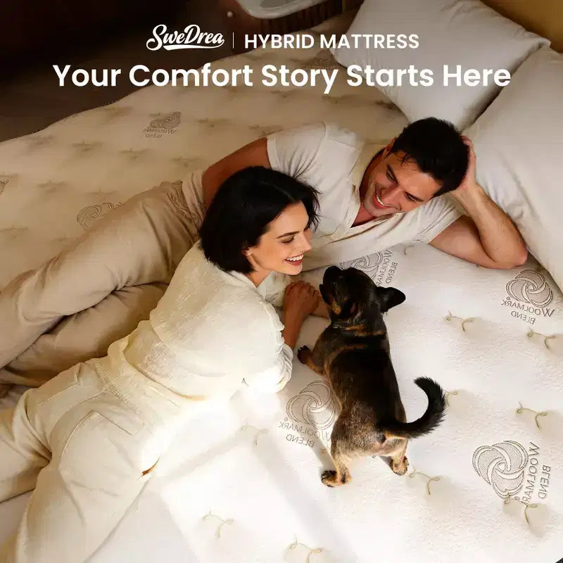 Swedrea Hybrid Mattress Medium Gel Memory Cashmere Wool in White