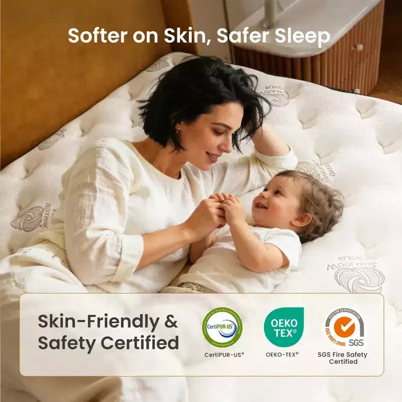 Swedrea Hybrid Mattress Medium Gel Memory Cashmere Wool in White