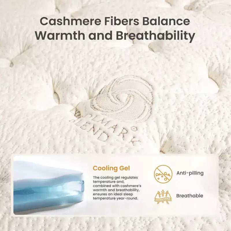 Swedrea Hybrid Mattress Medium Gel Memory Cashmere Wool in White