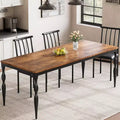 78.7'' Dining Table for 6-8 People, Large Rectangle Kitchen Table with Sturdy Steel Legs, Industrial Round Corners Kitchen and Dining Room Furniture