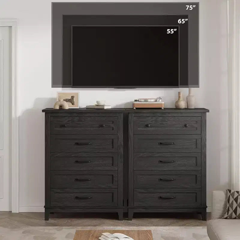 Acekool 5-Drawer Tall Dresser, Vertical Storage Chest, 41.3 Modern Wooden Dresser, for Bedroom Living Room Entryway