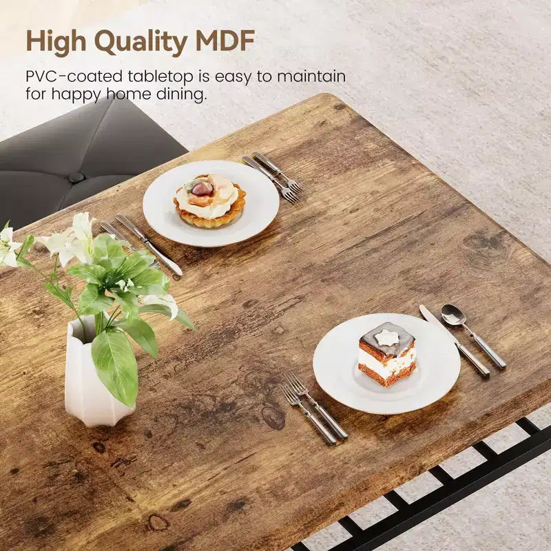 4 Piece Rectangular Kitchen Table Set, with 1 Upholstered Bench and 2 Square Stools