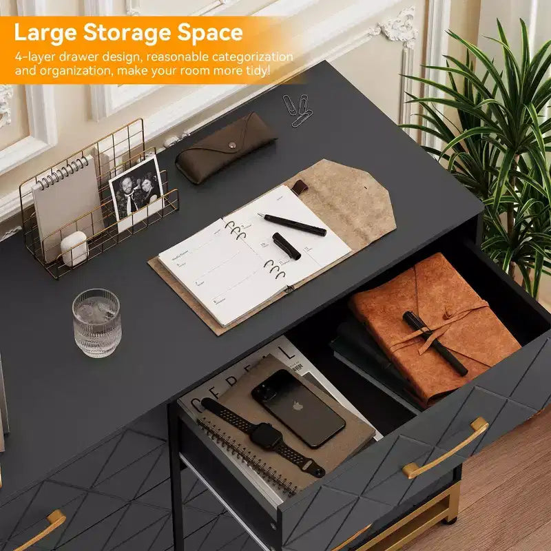 Commode TROPOW pour chambre à coucher avec 8 tiroirs, commode de meuble TV, grande commode en bois pour rangement et organisation (Blanc)