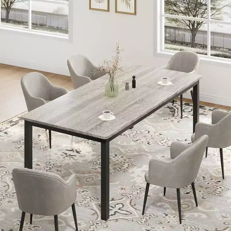 79 Large Rectangular Dining Table for 6-8 People, Industrial Wood Kitchen Table with Metal Legs