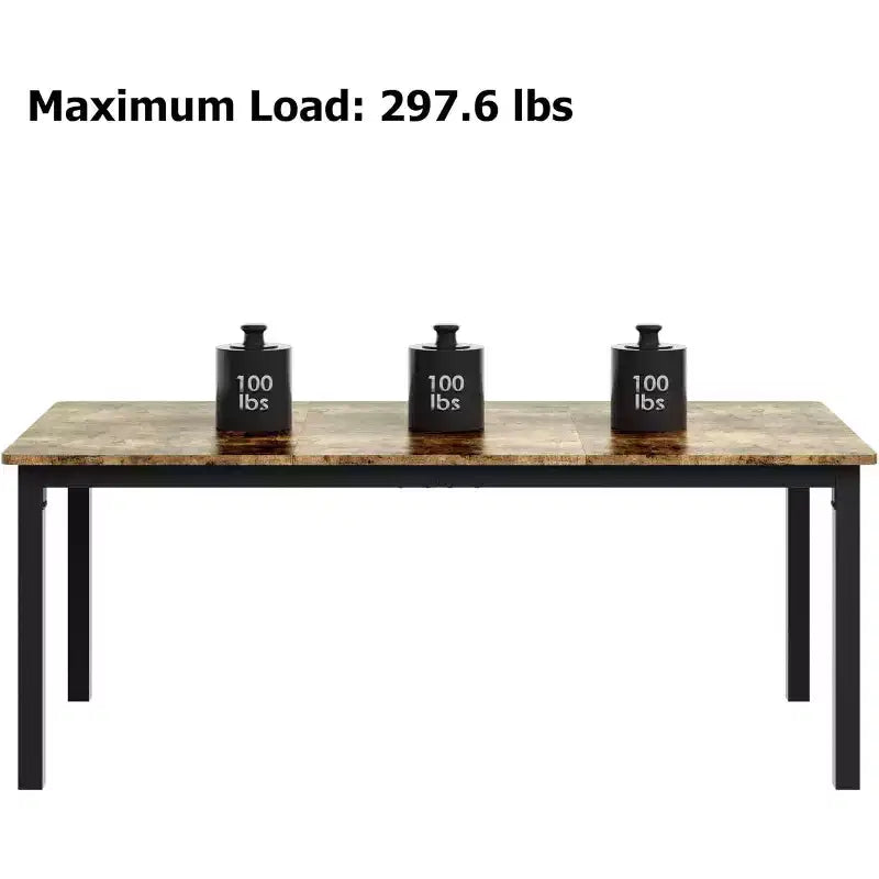 79 grande table à manger rectangulaire pour 6-8 personnes, table de cuisine industrielle en bois avec pieds en métal